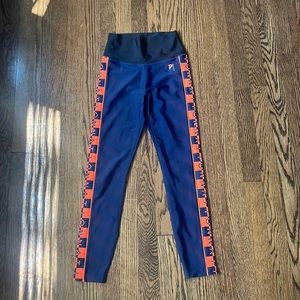 P.E. Nation Victory Run Navy Blue & Orange Leggings Size XS